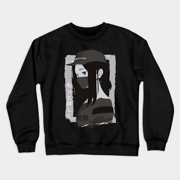 Cool Sad Anime Demonic Girl Crewneck Sweatshirt by LAPublicTees